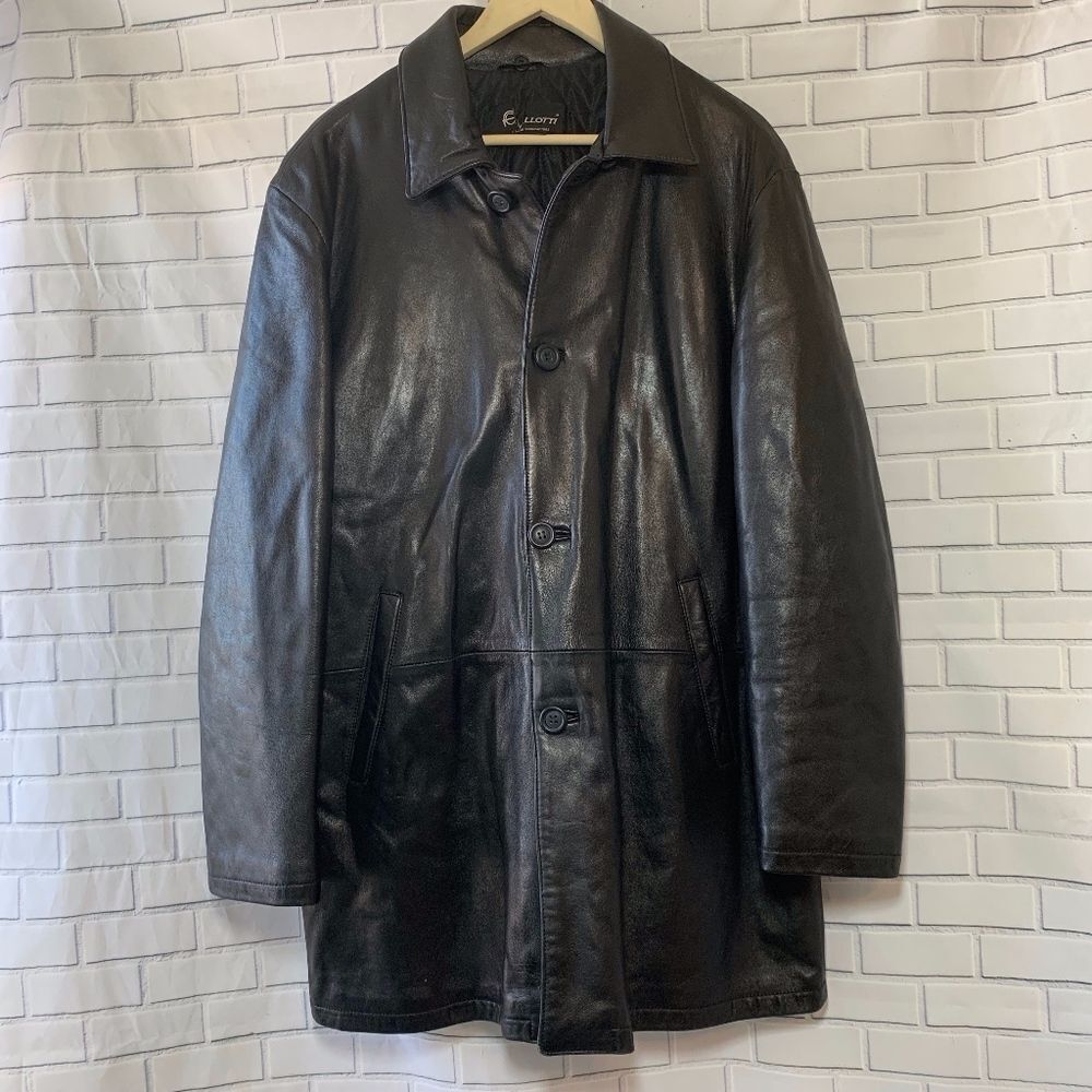 Elliotti/Vera Pelle Black Leather Coat‎ Siz…